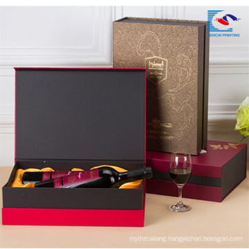 Hot selling custom cardboard wine gift box for 2 bottles with magnet